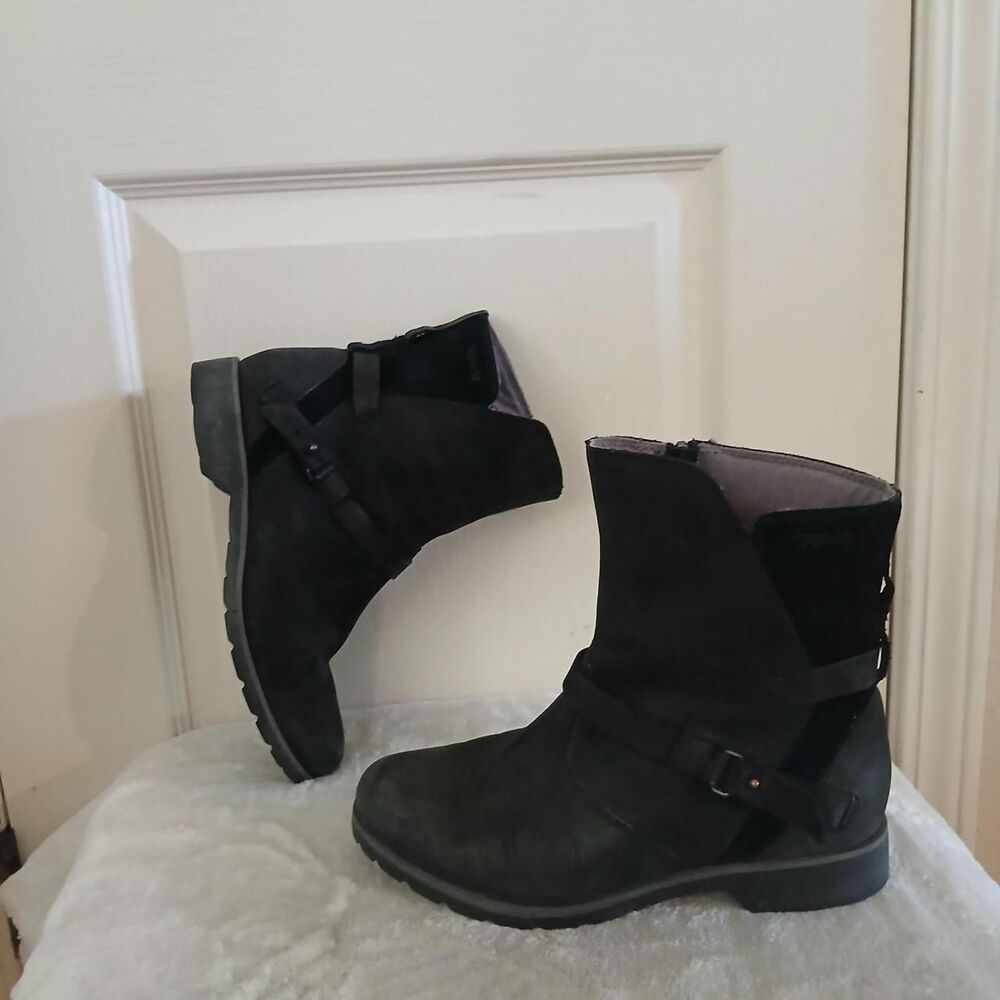 Teva De La Vina Low Waterproof Black Leather Ankle Boots 7.5 Gorpcore Classic